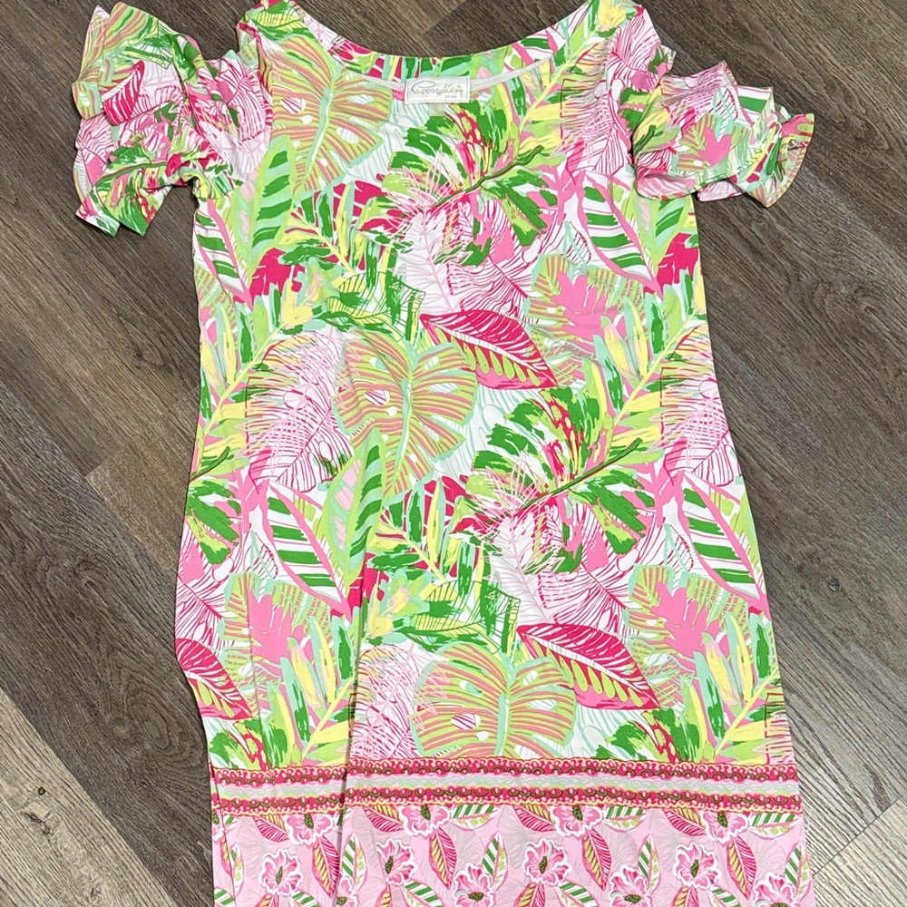 Pappagallo Pink and Green Leafy  Dress